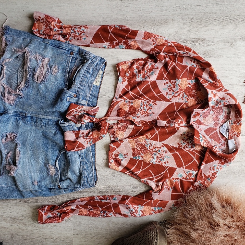 Vintage 70s floral crop top S